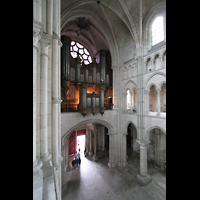 Laon, Cathdrale, Blick von der Seitenempore auf die Orgelempore