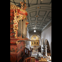 Faro, Catedral da S, Blick von der hinteren Kirchenempore zur Orgel und ins Hauptschiff