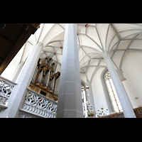 Grlitz, Frauenkirche, Orgelempore seitlich von unten gesehen