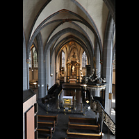 Dsseldorf, Basilika St. Lambertus, Blick ber das Rckpositiv in die Kirche