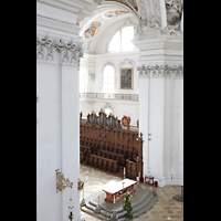 Weingarten, Basilika  St. Martin, Blick vom oberen Rundgang in der Vierung auf die Chororgel