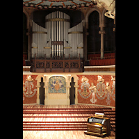 Barcelona, Palau de la Msica Catalana, Orgel mit Spieltisch