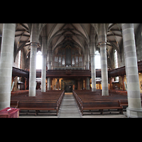 Schwbisch Hall, Stadtpfarrkirche St. Michael, Innenraum / Hauptschiff in Richtung Orgel