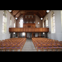 Bblingen, Ev. Stadtkirche, Innenraum in Richtung Orgel