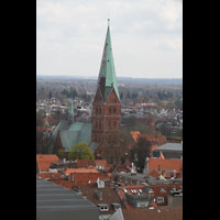 Lbeck, St. gidien, Blick vom St. Petri-Kirchturm nach Sden zur gidienkirche