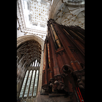 York, Minster (Cathedral Church of St Peter), Orgelgehuse von der Brstung aus gesehen