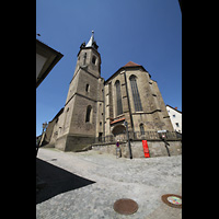 hringen, Stiftskirche, Auenansicht von Sdosten mit Chorraum und Turm