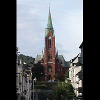 Bergen, Johanneskirke, Blick von der Fugngerzone Rosenbergsgaten zur Kirche