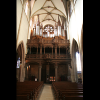 Thann, glise Collgiale, Innenraum / Hauptschiff in Richtung Orgel