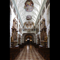 Salzburg, Stiftskirche St. Peter, Innenraum in Richtung Hauptorgel