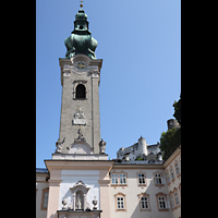 Salzburg, Stiftskirche St. Peter, Trurm vom Abteihof aus gesehen
