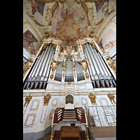 St. Florian, Stiftskirche, Hauiptorgel mit Spieltisch perspektivisch