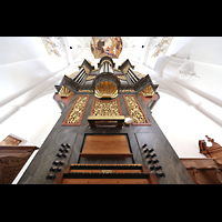 Disentis, Benediktinerkloster, Klosterkirche St. Martin, Chororgel perspektivisch