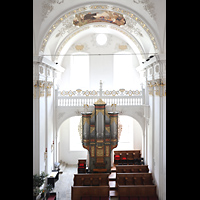 Disentis, Benediktinerkloster, Klosterkirche St. Martin, S�dliches Querhaus mit Chororgel von oben