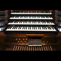 Disentis, Benediktinerkloster, Klosterkirche St. Martin, Manuale, Pedal und Pistons