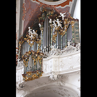 Einsiedeln, Benediktinerabtei, Mauritiusorgel schr�g von unten
