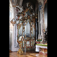 Einsiedeln, Benediktinerabtei, Linke Seite der Chororgel im oberen Chor