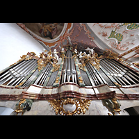 Einsiedeln, Benediktinerabtei, Prospekt der Marienorgel perspektivisch