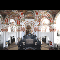 Einsiedeln, Benediktinerabtei, Blick von der r�ckw�rtigen Epore ins Oktogon, vorne die Gnadenkapelle