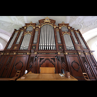 Engelberg, Klosterkirche (Chororgel), Hauptorgel mit Spieltisch