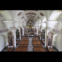 Engelberg, Klosterkirche (Chororgel), Blick von der Orgelempore in die Kirche