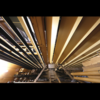 Engelberg, Klosterkirche (Chororgel), Pfeifen im Schwellwerk, obere Windlade