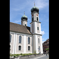 Lachen, Pfarrkirche Heilig Kreuz, Blick von S�den auf die Doppelt�rme