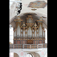 Lachen, Pfarrkirche Heilig Kreuz, Blick von der Seitenempore zur Orgel