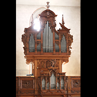Luzern, Franziskanerkirche St. Maria in der Au, Hauptorgel, von der Kanzel aus gesehen