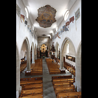 Luzern, Franziskanerkirche St. Maria in der Au, Blick von der Orgelempore in die Kirche