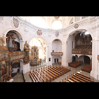 Muri, Klosterkirche (Epistelorgel), Blick von der Evangelienorgel zur Epistelorgel und zur Hauptorgel