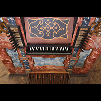 Muri, Klosterkirche (Epistelorgel), Spieltisch der Epistelorgel von oben