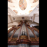 Muri, Klosterkirche (Epistelorgel), Blick von der Epistelorgel in die Kuppel