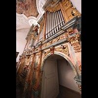 Muri, Klosterkirche (Epistelorgel), Hauptorgel mit Spieltisch seitlich
