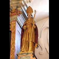 Muri, Klosterkirche (Epistelorgel), Figur des heiligen Martin von Tours links auf dem Hauptwerksprospekt