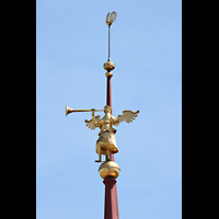 Muri, Klosterkirche (Epistelorgel), Spitze des Vierungsturms mit Posaunenengel