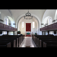Berlin (Lichtenberg), Kirche zur frohen Botschaft, Karlshorst (Amalien-Orgel), Innenraum in Richtung Altar
