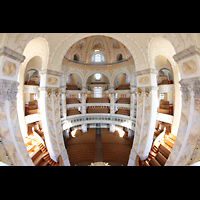 Dresden, Frauenkirche, Blick von der Orgelempore in die Kirche (Kuppelgem�lde von Christoph Wetzel)