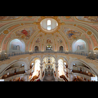 Dresden, Frauenkirche, Blick vom Kuppelumgang zur Orgel und in die Kuppel mit Gem�lden von Christoph Wetzel
