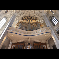 Halle (Saale), Marktkirche unserer Lieben Frauen (Chororgel), Hauptorgelempore perspektivisch