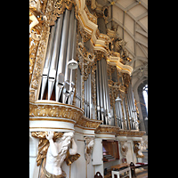 Halle (Saale), Marktkirche unserer Lieben Frauen (Chororgel), Hauptorgel mit Spieltisch seitlich