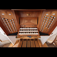 Halle (Saale), Marktkirche unserer Lieben Frauen (Chororgel), Hauptorgelspeiltisch von oben