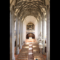 Halle (Saale), Marktkirche unserer Lieben Frauen (Chororgel), Blick vom Hauptorgelspieltisch in die Kirche