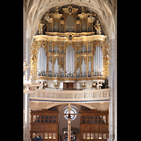 Halle (Saale), Marktkirche unserer Lieben Frauen (Chororgel), Blick von der Chororgelempore zur Hauptorgel