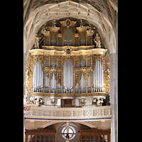 Halle (Saale), Marktkirche unserer Lieben Frauen (Chororgel), Blick von der Chororgelempore zur Hauptorgel