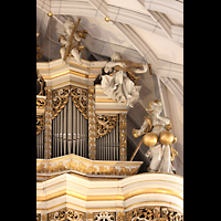 Halle (Saale), Marktkirche unserer Lieben Frauen (Chororgel), Rechte Seite des Oberwerk-Prospekts mit Figurenschmuck