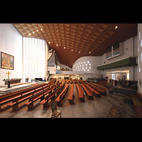 Hamburg - Harvestehude, Hauptkirche St. Nikolai (Taufkapelle), Blick von Nordwsten zur Orgelempore
