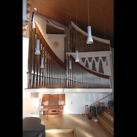 Hamburg - Harvestehude, Hauptkirche St. Nikolai (Taufkapelle), Blick ber die Orgelempore zur Orgel