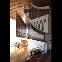 Hamburg - Harvestehude, Hauptkirche St. Nikolai (Taufkapelle), Hauptorgel mit Spieltisch seitlich