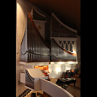 Hamburg - Harvestehude, Hauptkirche St. Nikolai (Taufkapelle), Blick von der rckseitigen Empore / Chorwerk zur Hauptorgel
